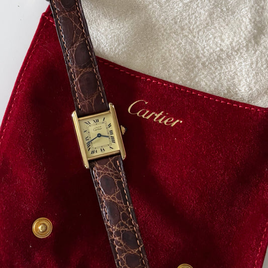 Cartier 1990s Must de Tank Ivory Dial Watch (SM)