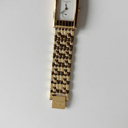 Dior 1990s Sub Second Tank Gold Plated Watch