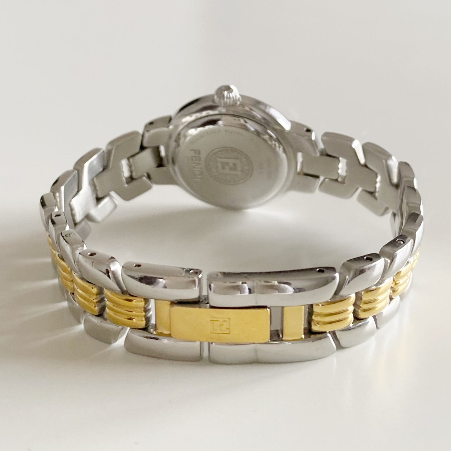Fendi 1990s Date Round Dial Two Tone Watch