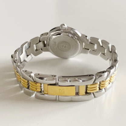 Fendi 1990s Date Round Dial Two Tone Watch