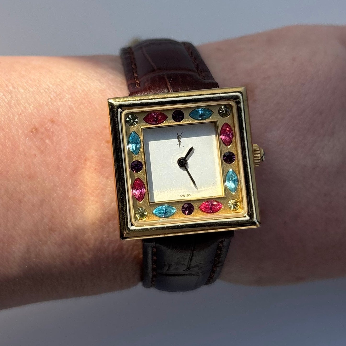 Yves Saint Laurent 1990s Square Dial Gold Plated Watch