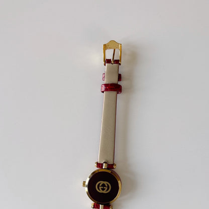 Gucci 1990s Sherry Round Dial Red Watch