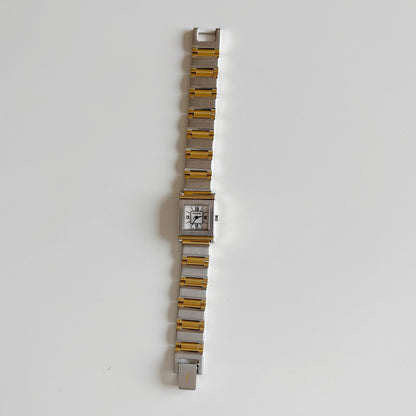 Yves Saint Laurent 1990s Square Dial Two Tone Watch