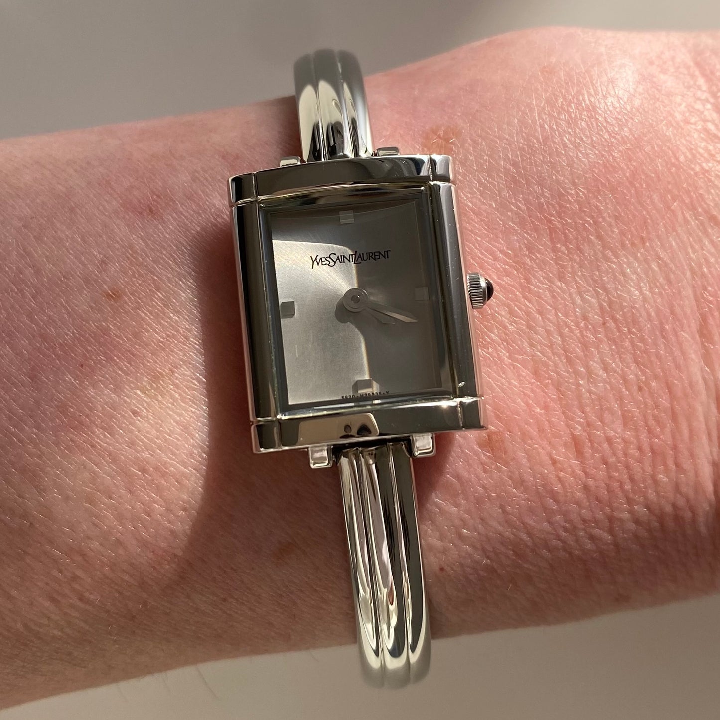 Yves Saint Laurent 1990s  Silver Bangle Watch