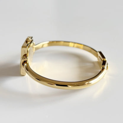 Gucci 1990s Square Dial Gold Plated Bangle Watch
