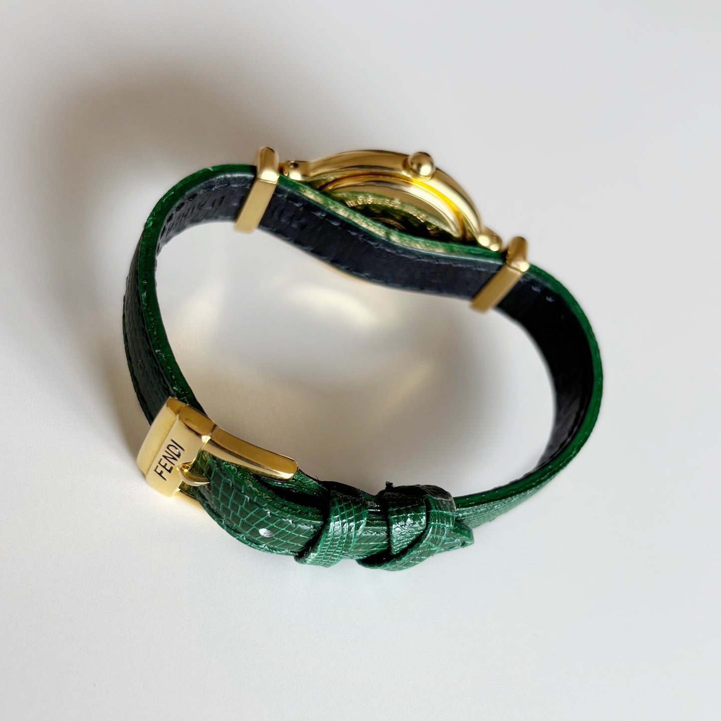 Fendi 1990s Interchangeable Belt Gold Plated Watch with 5 belts, case