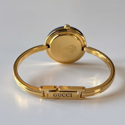 Gucci 1990s Interchangeable Bezel Gold Plated Bangle Watch with 12 bezels, case (Small)