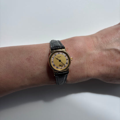 Celine 1980s Seashell Round Dial Gold Plated Watch