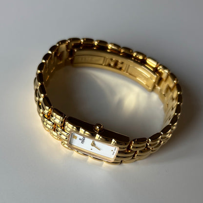 Fendi 1990s Rectangular Dial Gold Plated Watch