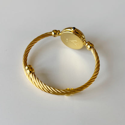 Gucci 1990s Seashell Dial Gold Plated Cable Bangle Watch