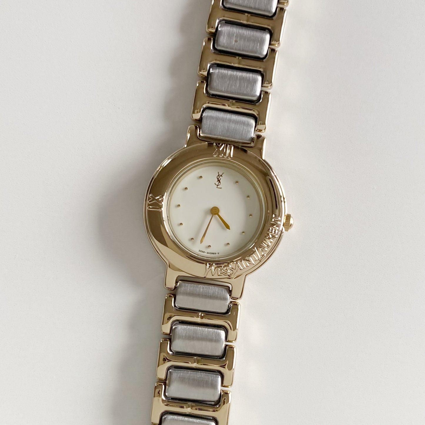 Yves Saint Laurent 1990s Round Dial Two Tone Watch