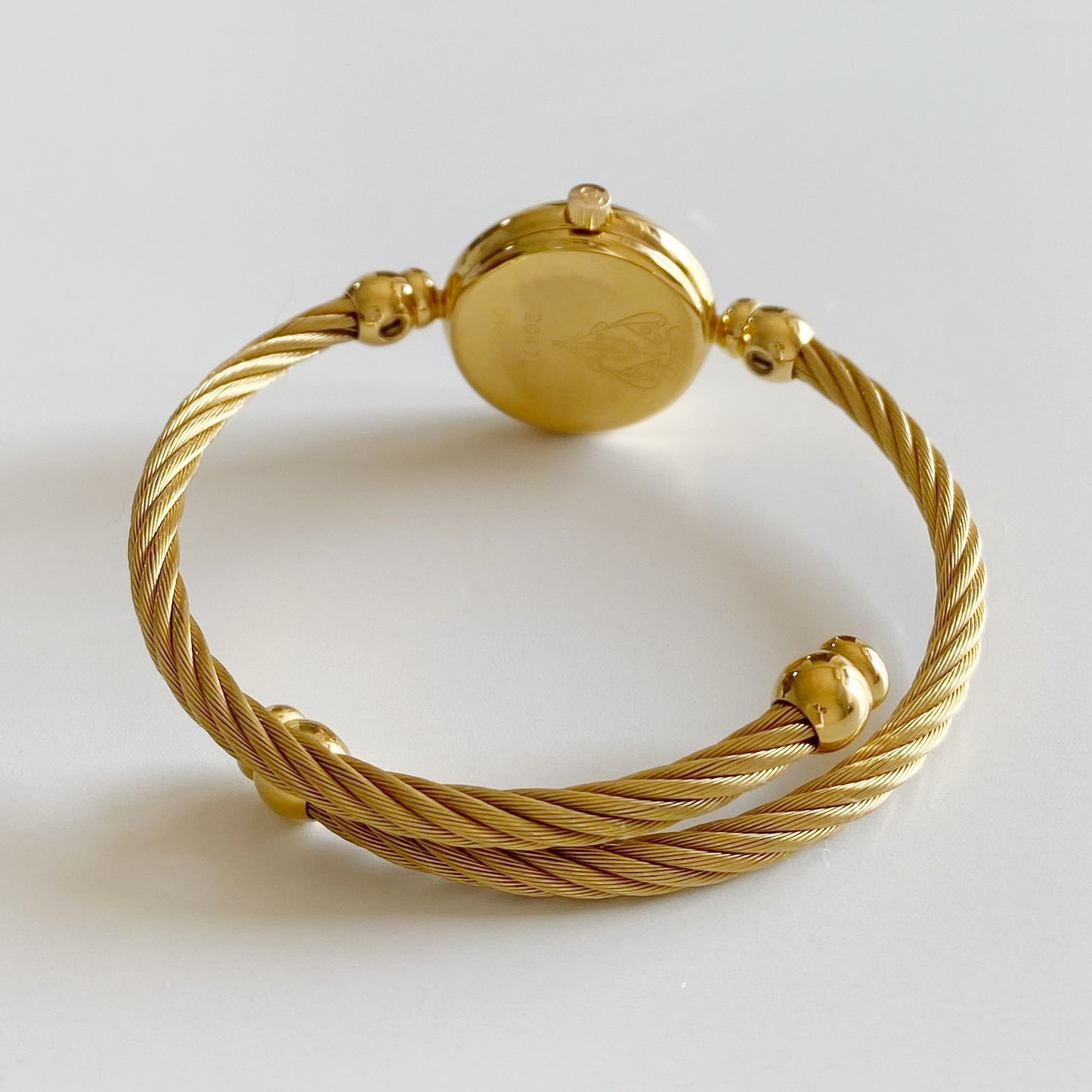Gucci 1990s Gold Plated Cable Bangle Watch