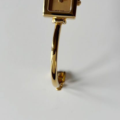 Gucci 1990s Square Dial Gold Plated Bangle Watch