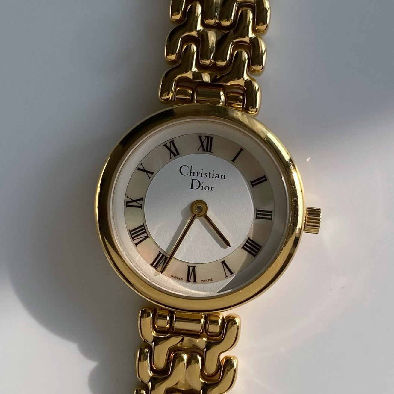Dior 1990s Seashell Dial Round Watch