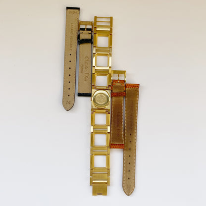 Dior Early 2000s La Parisienne Gold Plated Interchangeable Watch