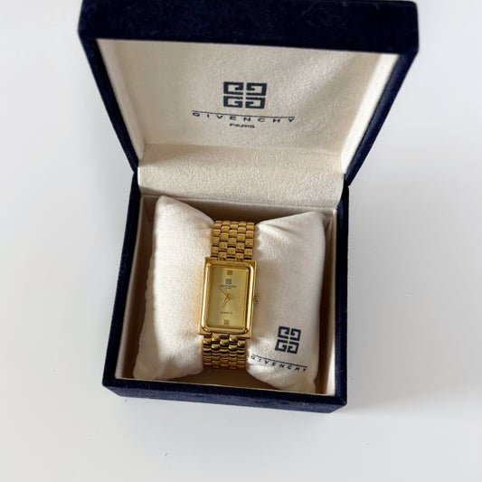 Givenchy 1990s Tank Gold Plated Watch