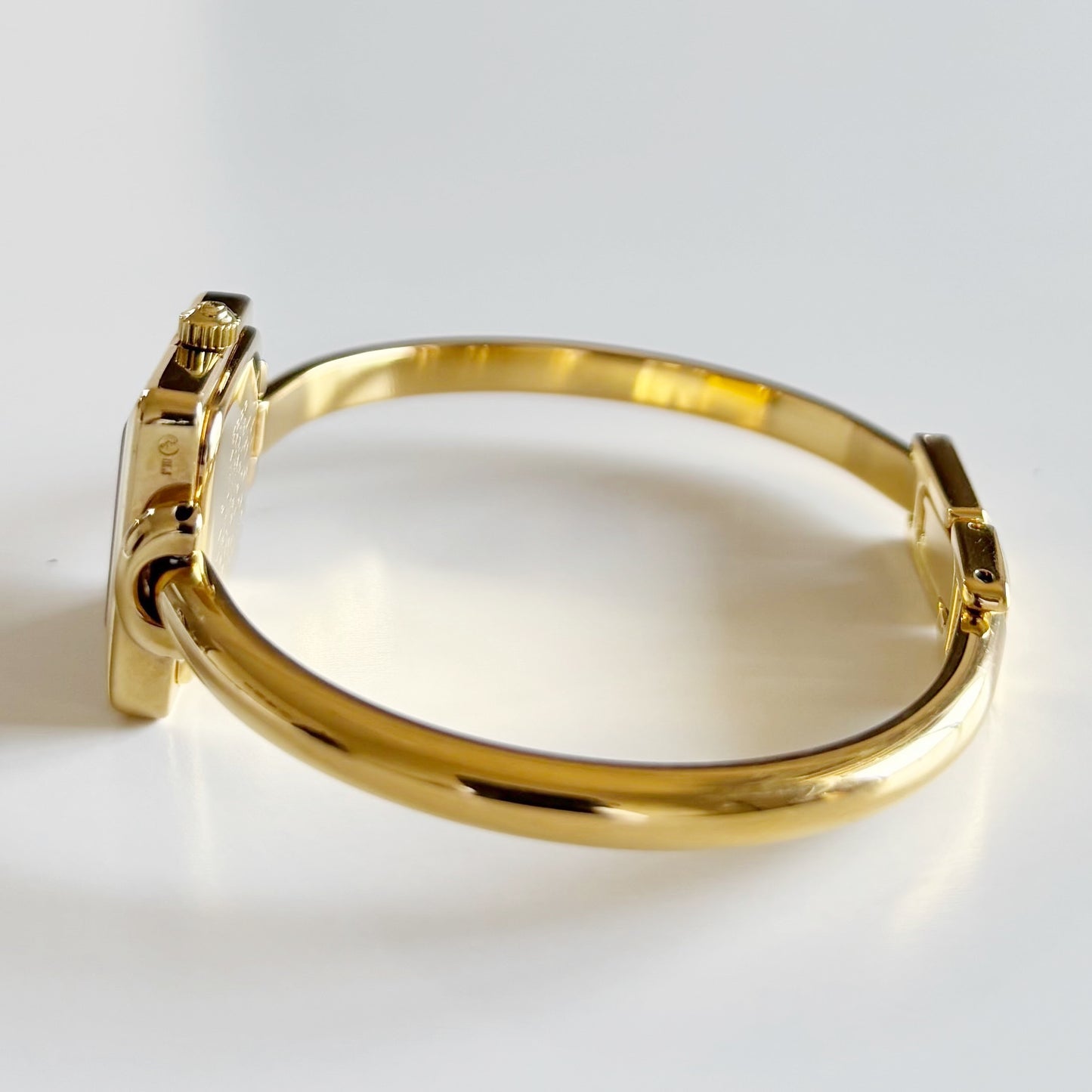 Gucci 1990s Square Dial Gold Plated Bangle Watch
