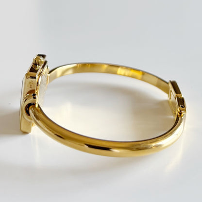 Gucci 1990s Square Dial Gold Plated Bangle Watch