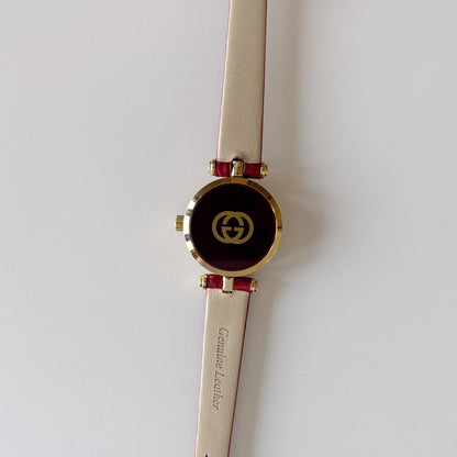 Gucci 1990s Sherry Round Dial Red Watch