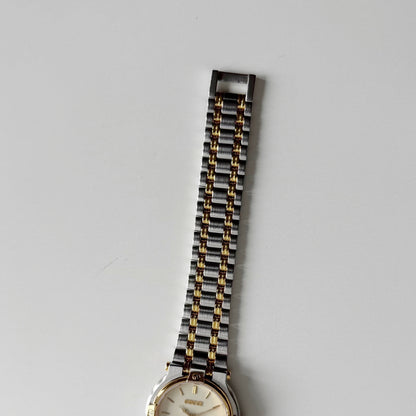 Gucci 1990s Date Round Dial Two Tone Gold Plated Watch