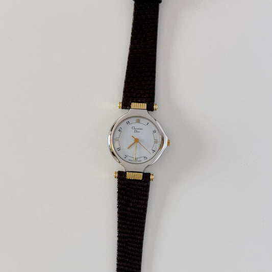 Dior 1990s Round Dial Two Tone Watch