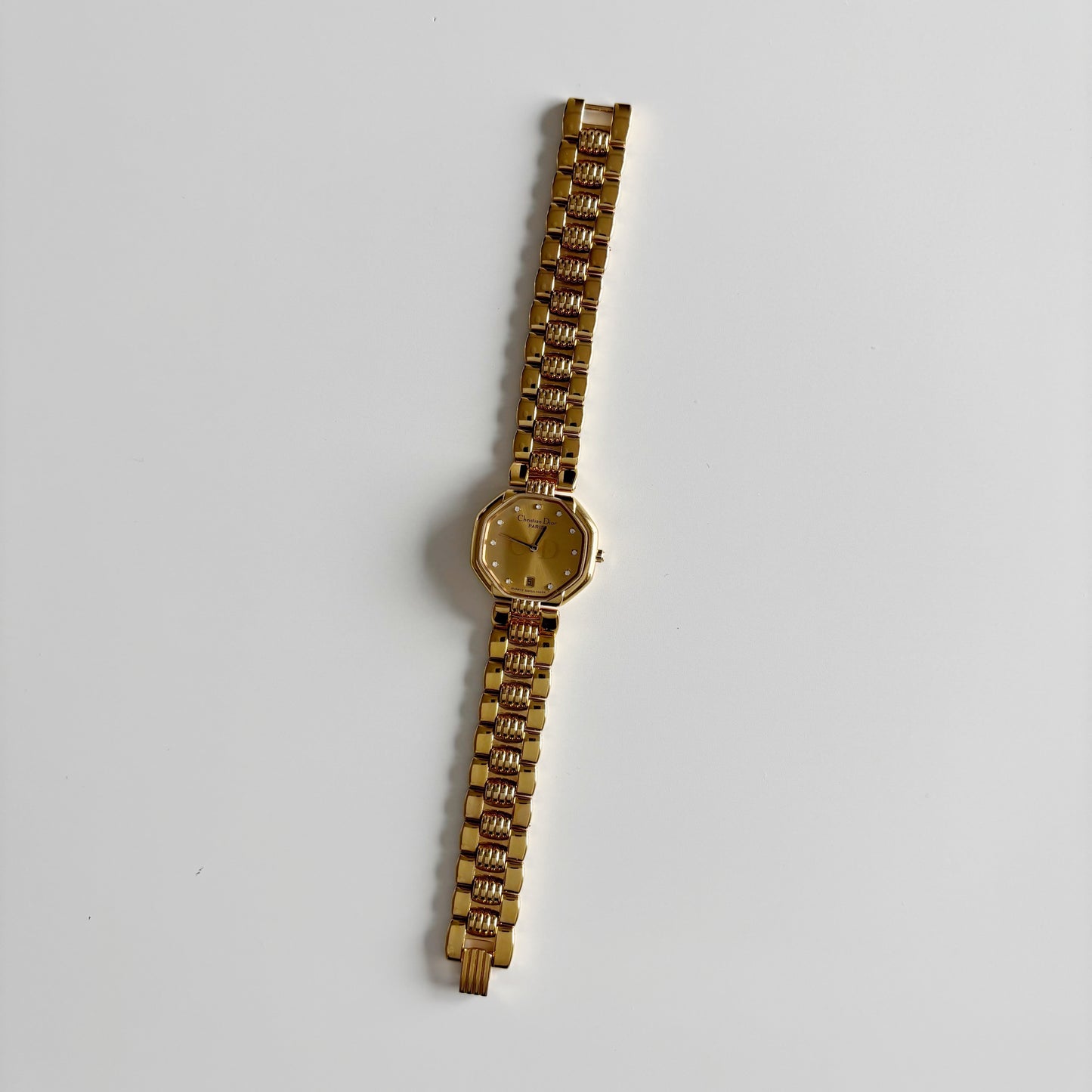 Dior 1990s Octagon Gold Plated Watch