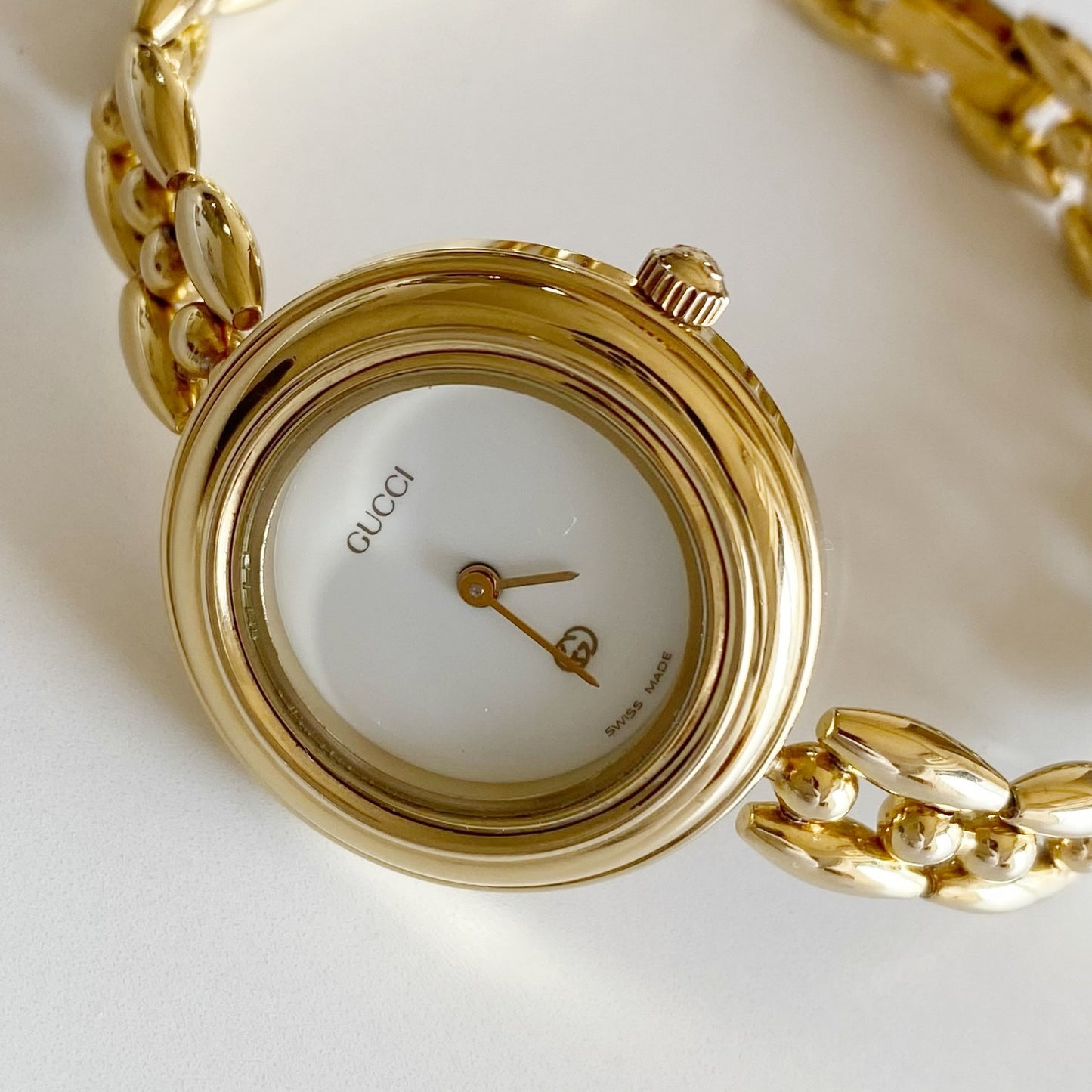 Gucci 1990s Interchangeable Bezel Gold Plated Watch with 6 bezels, case (165mm)