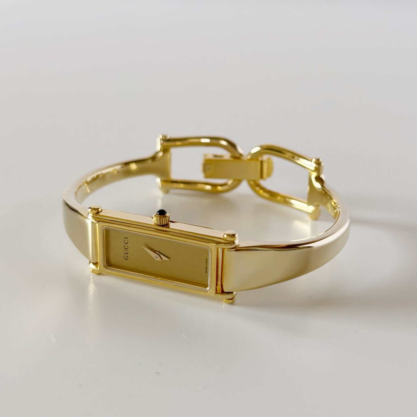 Gucci 1990s  Gold Dial Gold Plated Bangle Watch