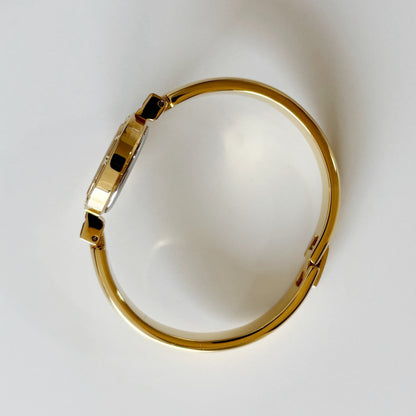 Yves Saint Laurent 1990s Seashell Dial Gold Plated Bangle Watch (Small)
