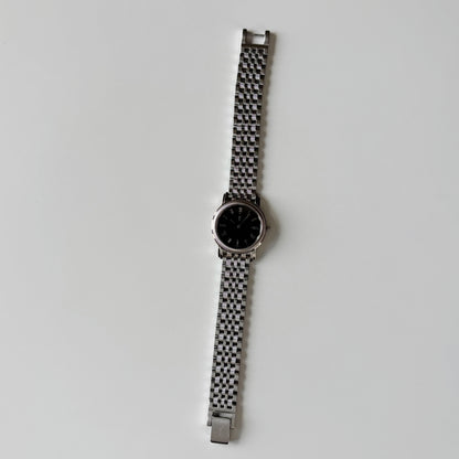 Yves Saint Laurent 1990s Dark Gray Round Dial Stainless Steel Watch