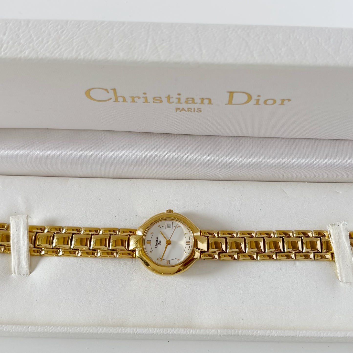 Dior 1990s Round Dial Gold Plated Watch