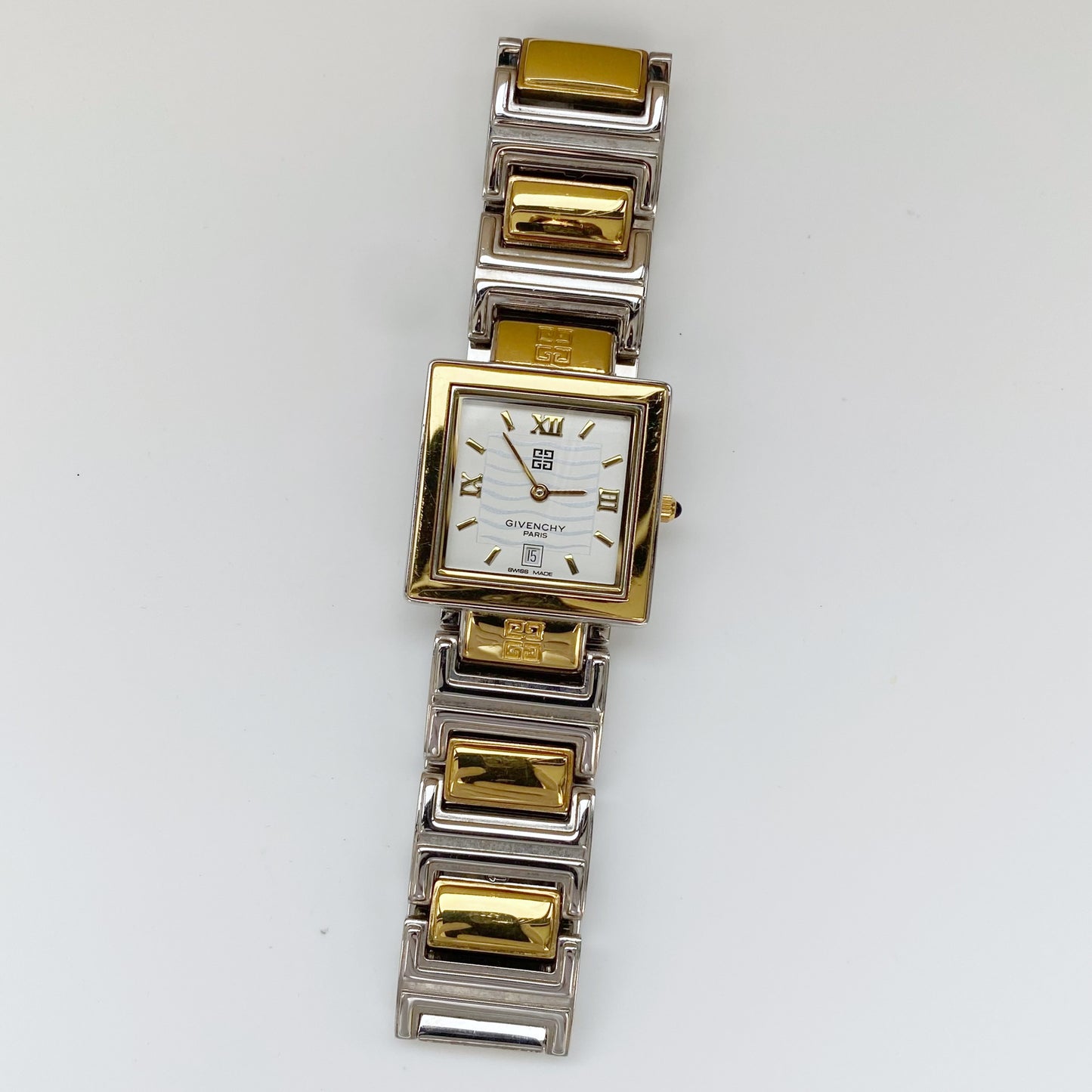 Givenchy 1990s Square Two Tone Watch