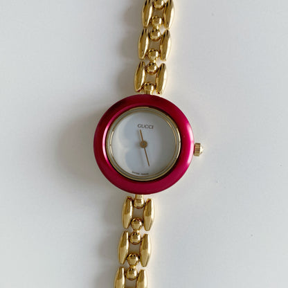 Gucci 1990s Interchangeable Bezel Gold Plated Watch with 6 bezels, case (160mm)