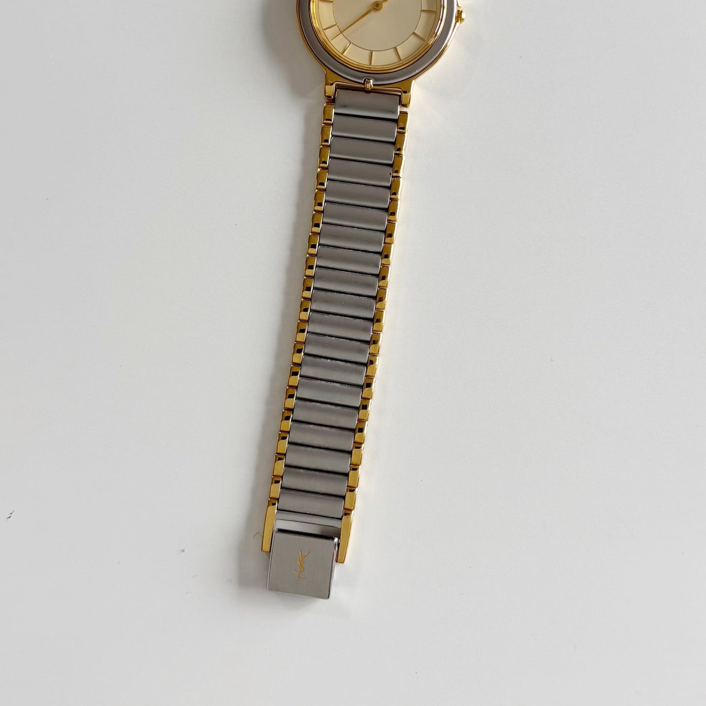 Yves Saint Laurent 1990s Round Dial Two Tone Watch (Large)