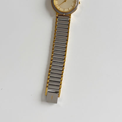 Yves Saint Laurent 1990s Round Dial Two Tone Watch (Large)