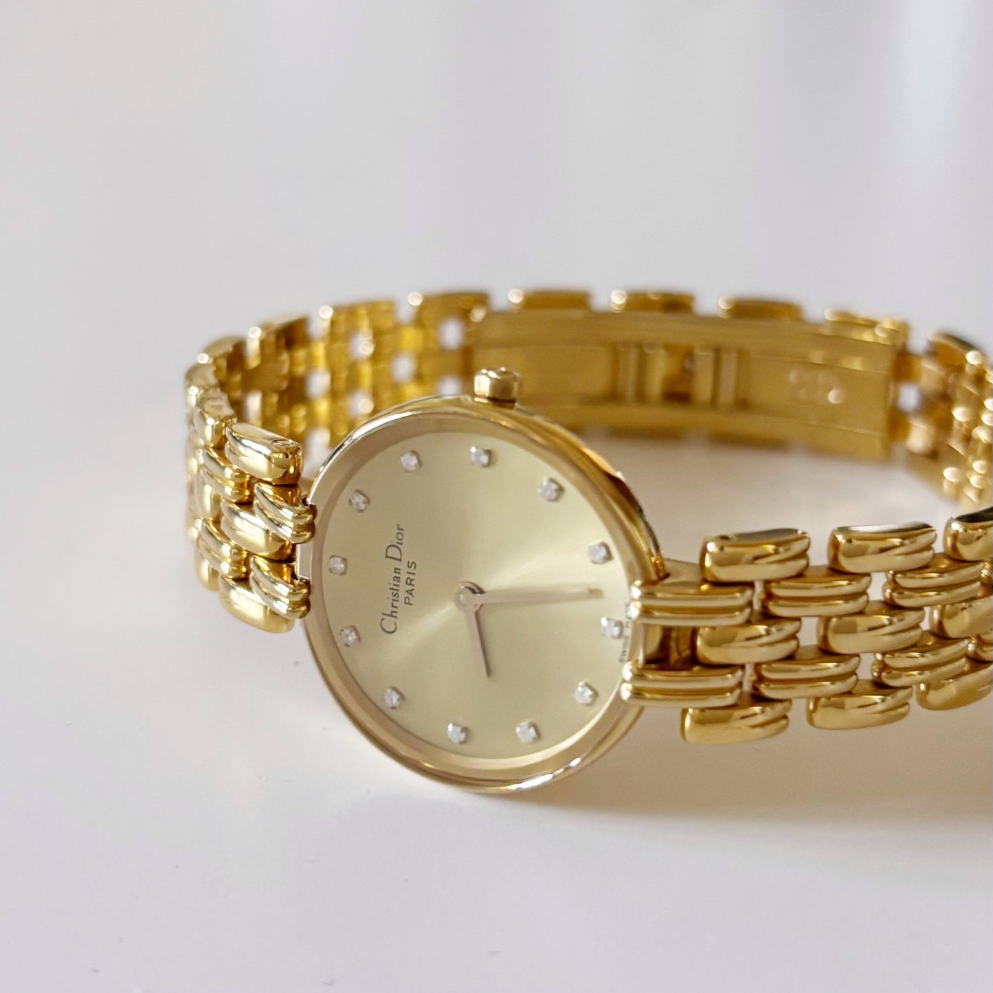 Dior 1990s Bagheera Gold Plated Round Watch