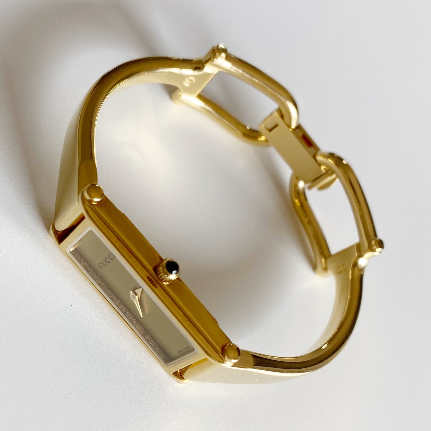 Gucci 1990s Gold Dial Gold Plated Bangle Watch (Small)