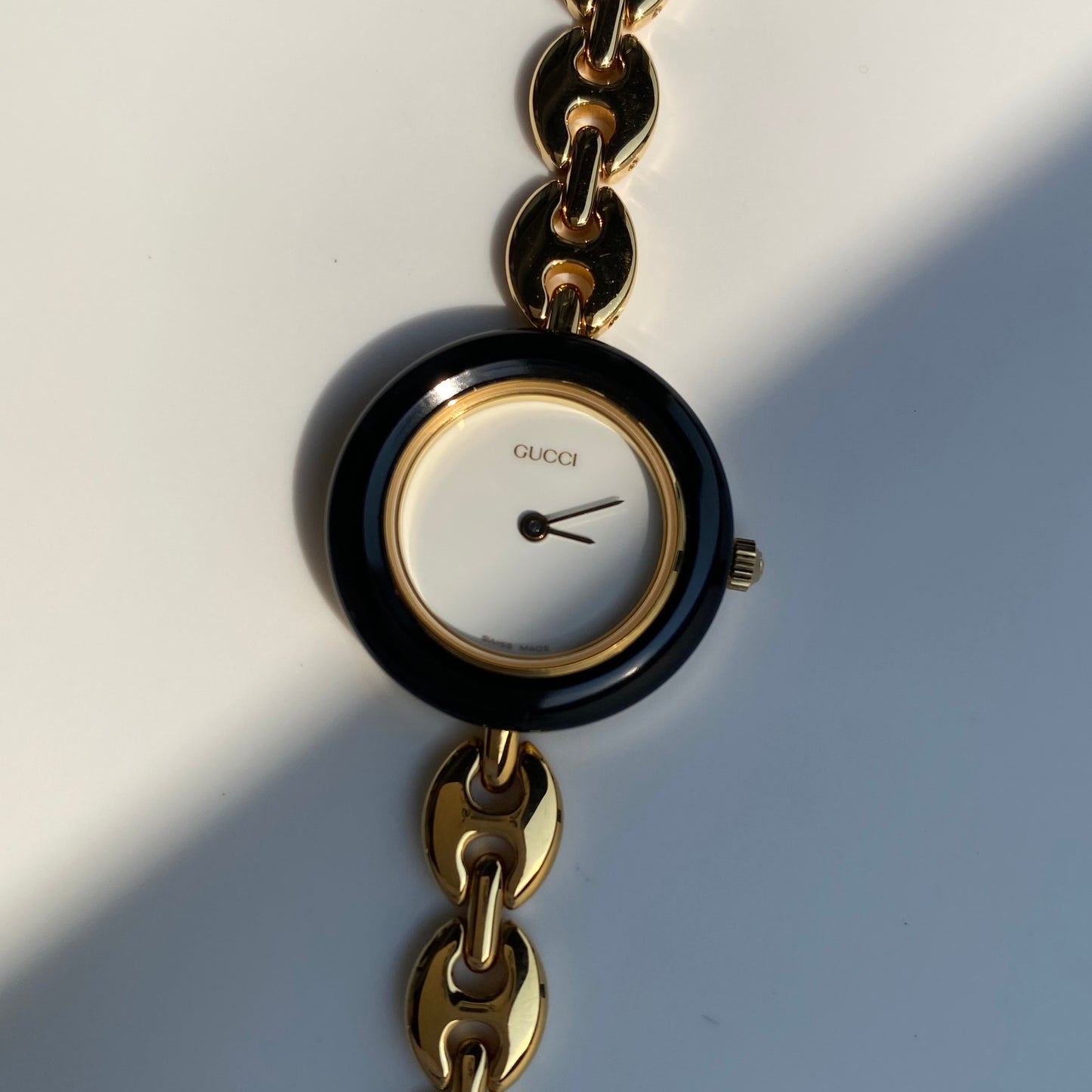 Gucci 1990s Interchangeable Bezel Gold plated Watch with 6 bezels, case (165mm)