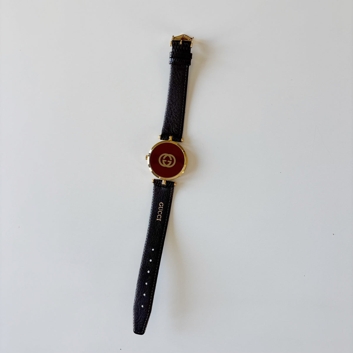 Gucci 1990s Round Gold Dial Gold Plated Watch (Large)