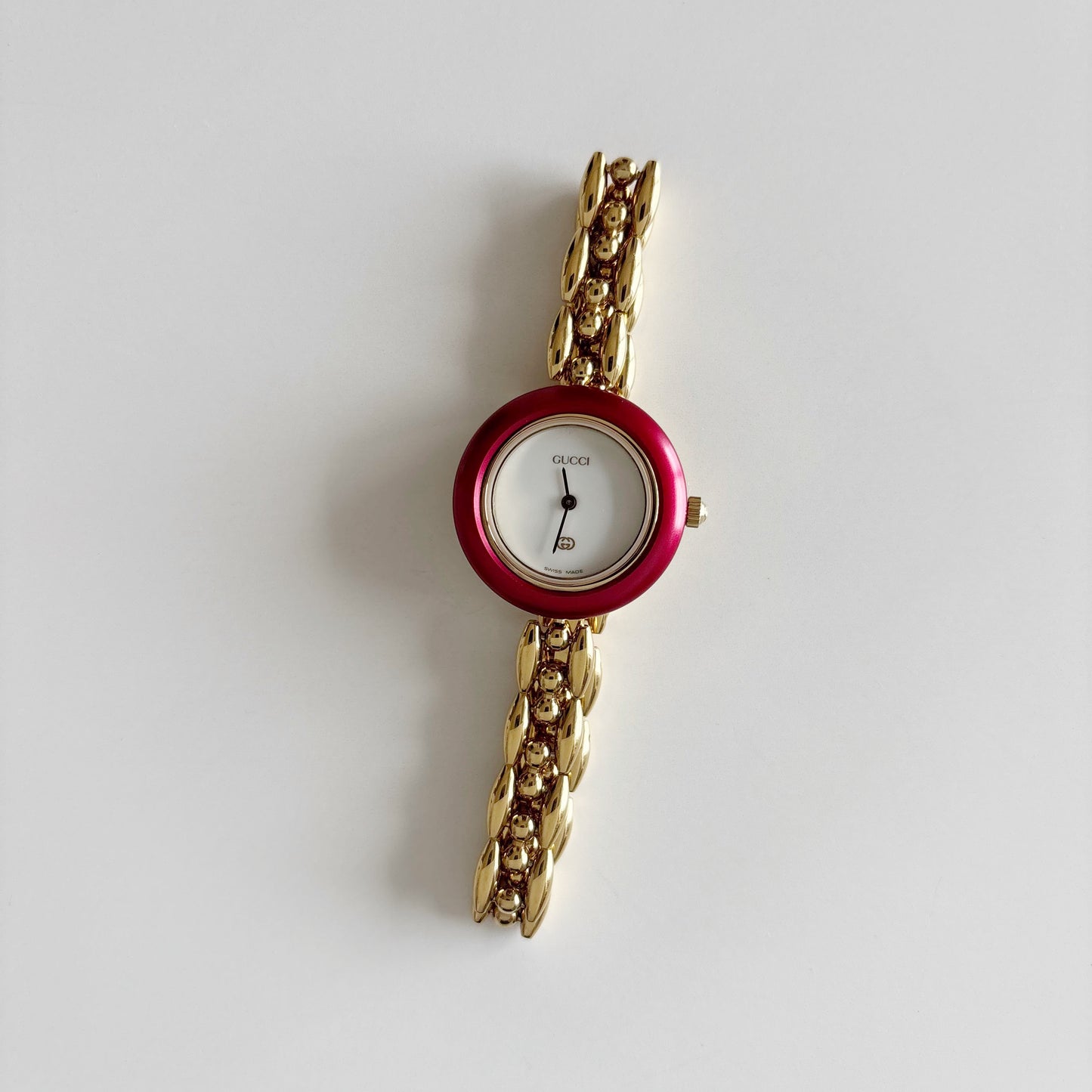 Gucci 1990s Interchangeable Bezel Gold Plated Rice Chain Watch (165mm)