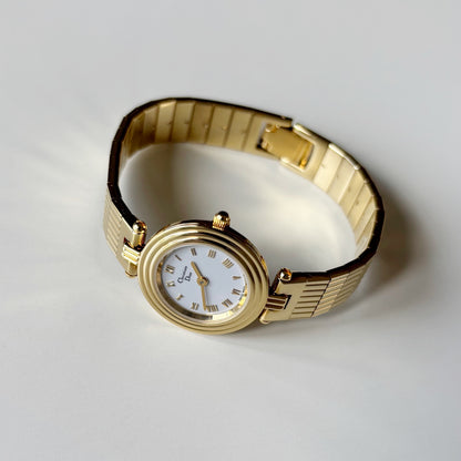 Dior 1990s Round Dial Gold Plated Watch