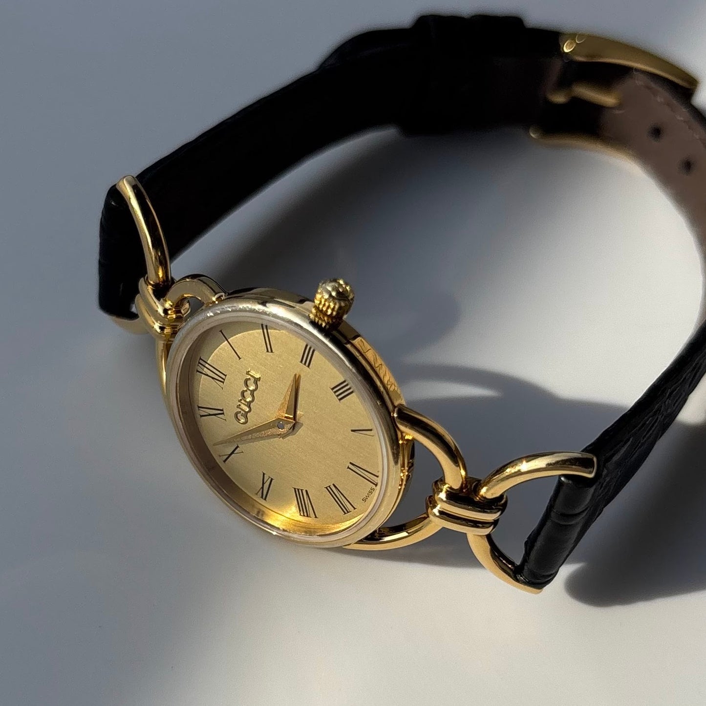 Gucci 1990s Gold Dial Horsebit Gold Plated Watch