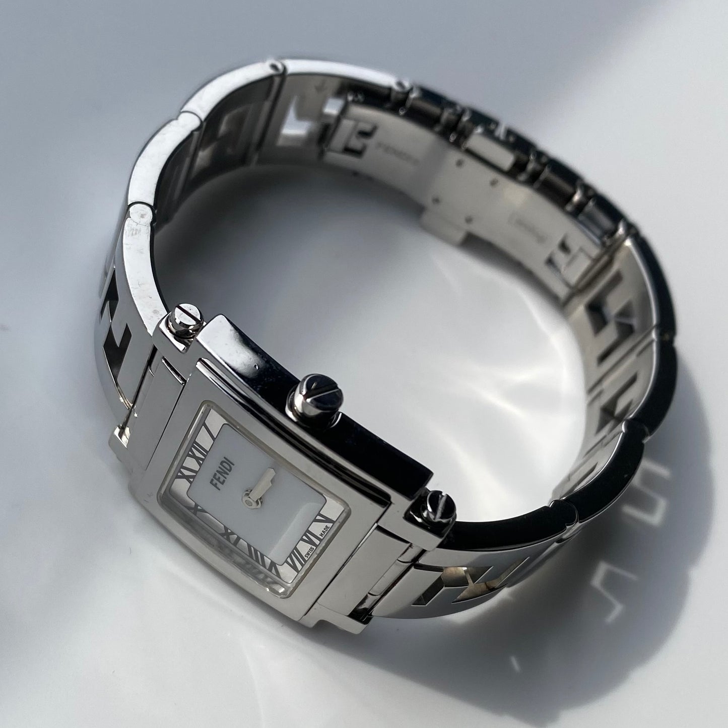 Fendi 1990s Square Dial Stainless steel Watch