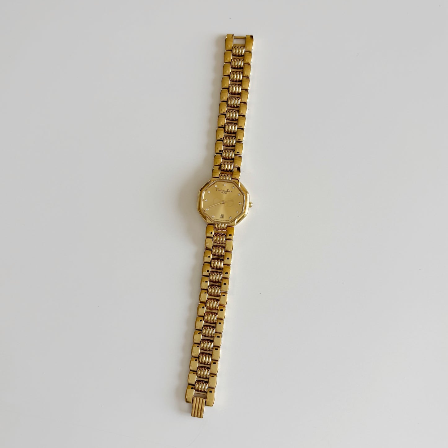 Dior 1990s Octagon Gold Plated Watch