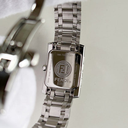 Fendi 1990s Seashell Dial Tank Stainless steel Watch