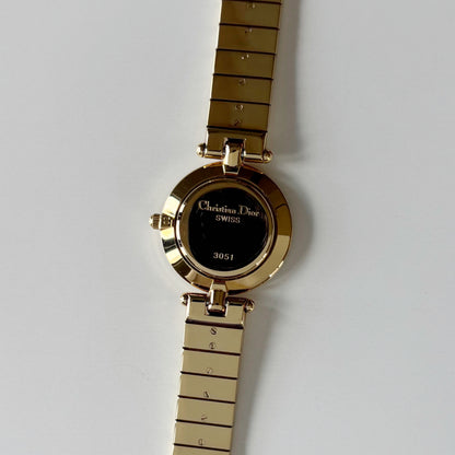 Dior 1990s Round Dial Gold Plated Watch