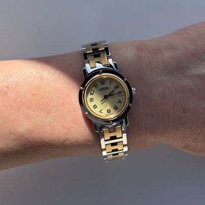 Hermes 1990s Clipper Date Round Dial Watch