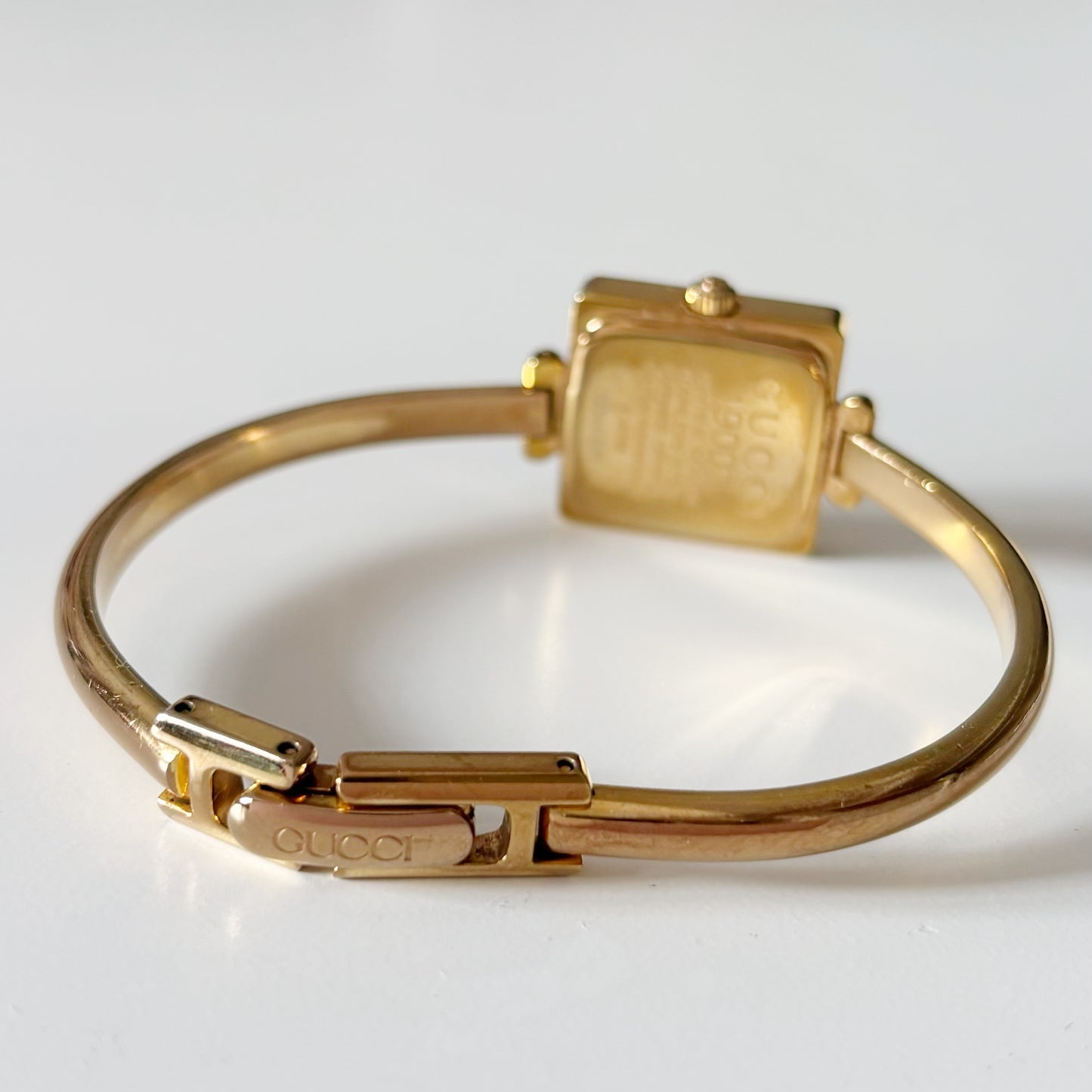 Gucci 1990s Seashell Dial Gold Plated Bangle Watch