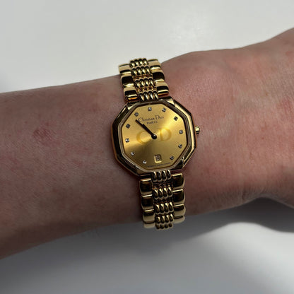 Dior 1990s Octagon Gold Plated Watch