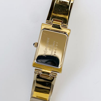 Yves Saint Laurent 1990s Seashell Dial Gold Plated Bangle Watch